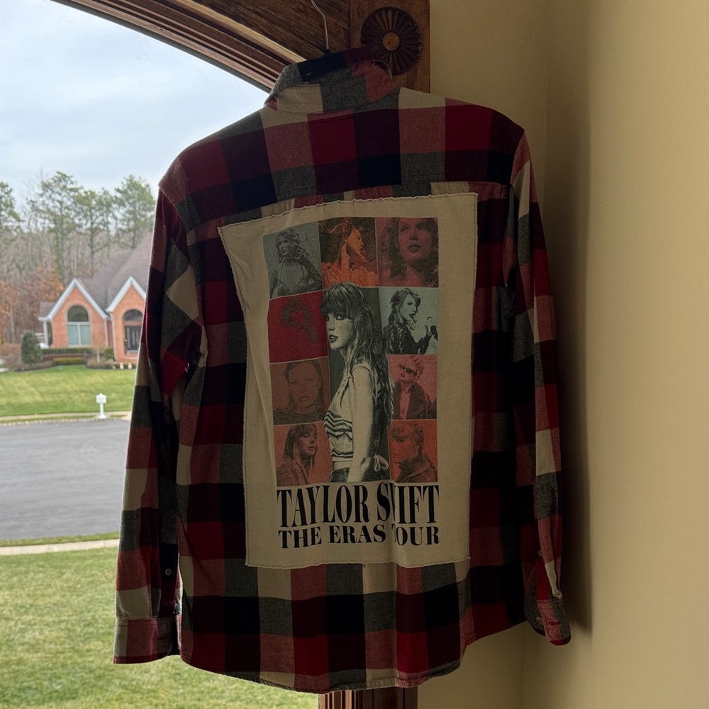 Taylor Swift Era’s Tour Custom Plaid Button Down Shirt with Graphic Back